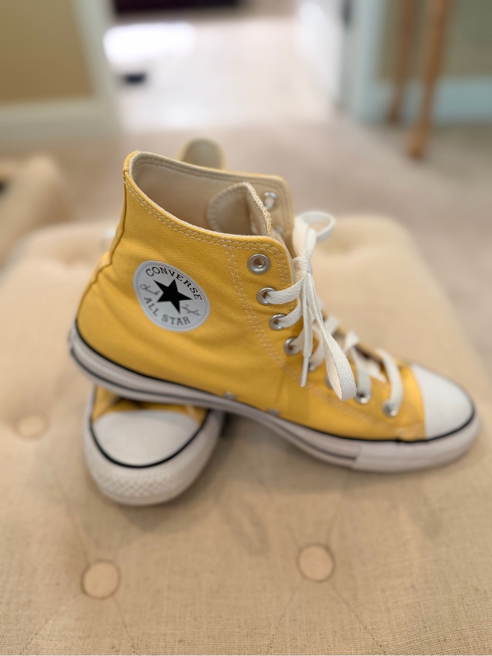 Converse Yellow Women’s Size 10 High-Top Sneakers Worn Once